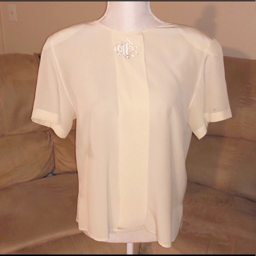 CHRISTAN DIOR Vintage Silk Button Back Blouse